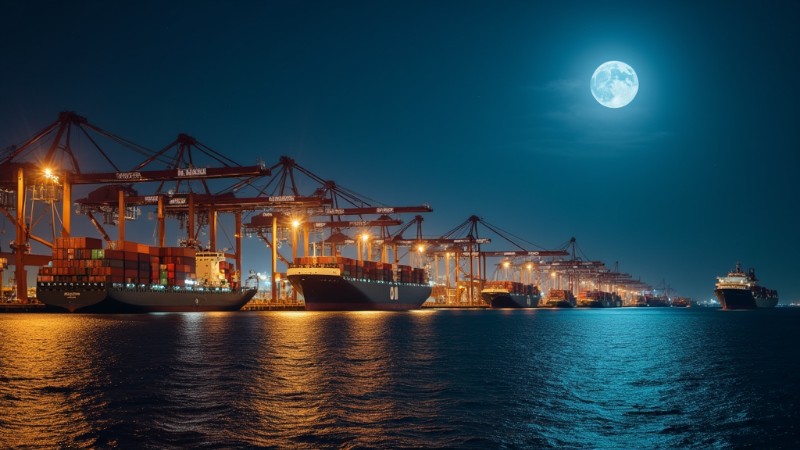 24-Hour Port Operations: A Global Shift with Local Implications, Concept art for illustrative purpose, tags: van - Monok