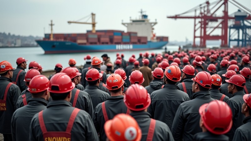 2024 Labor Strike: A Closer Look at the Impact on the Maritime Industry and Beyond, Concept art for illustrative purpose, tags: dokwerkers en - Monok