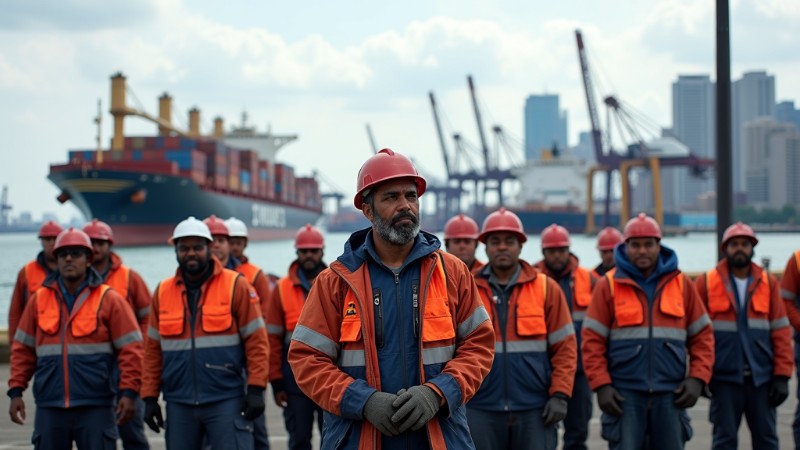 2024: A Critical Year for East Coast Dock Workers and Economic Stability, Concept art for illustrative purpose, tags: wat van het - Monok