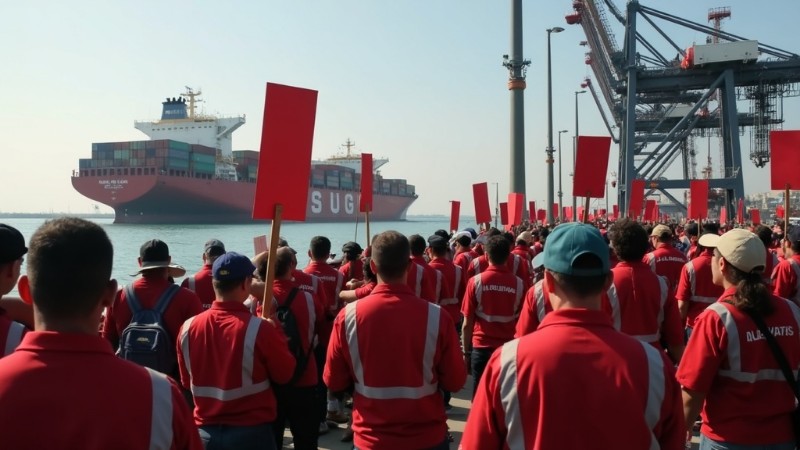 10 Key Facts About the 2024-2025 Dockworkers Strike and Its Economic Impacts, Concept art for illustrative purpose, tags: havenarbeiders en - Monok